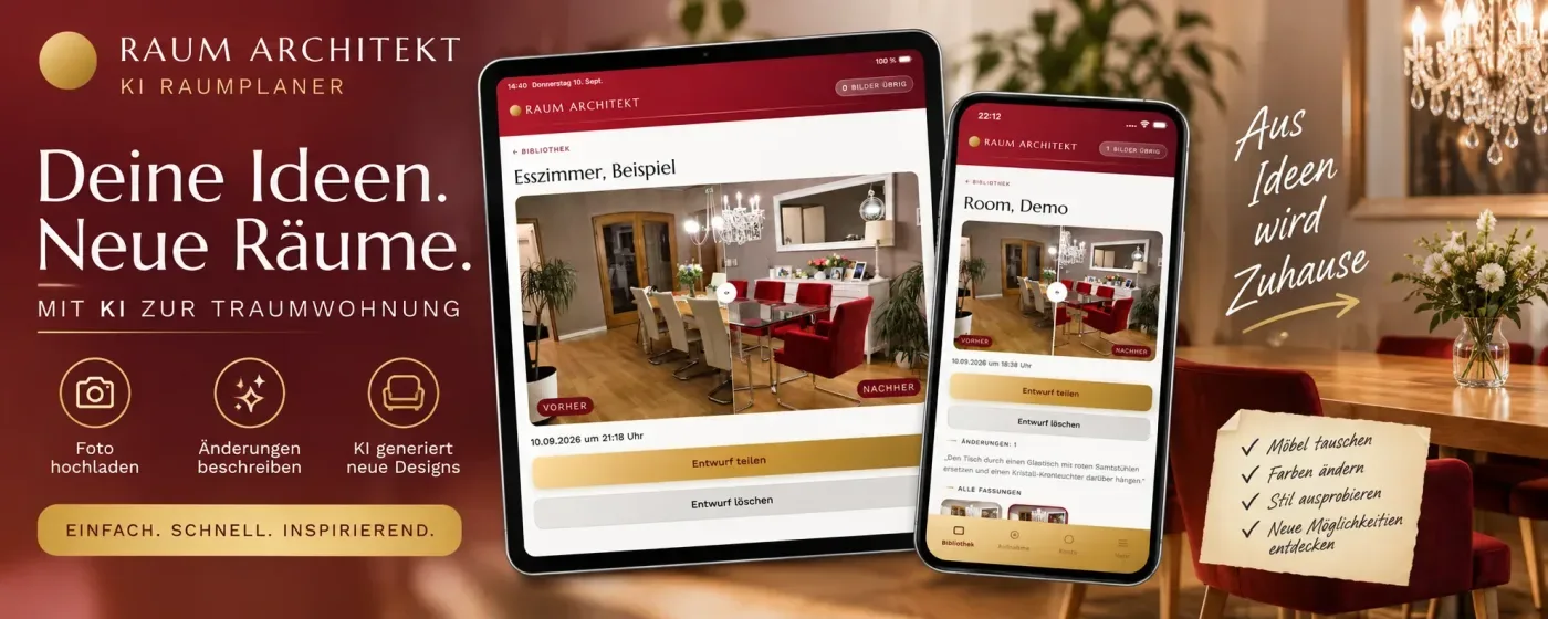 Raum Architekt: KI Raumplaner für iOS und Android