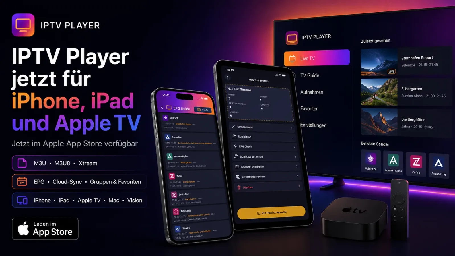 IPTV Player jetzt für iPhone, iPad und Apple TV